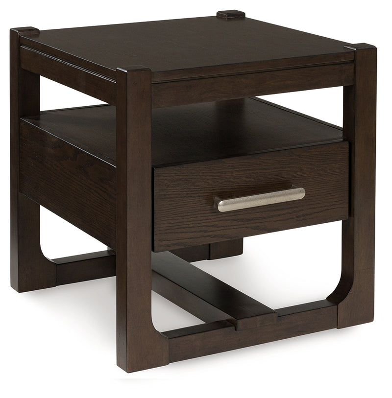 Evee Outdoor & More - Ashley Furniture - Breckington End Table - Rectangular End Table / Dark Brown - T656-3