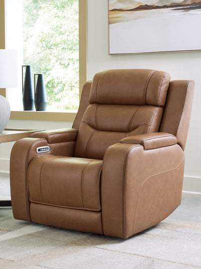 Evee Outdoor & More - Ashley Furniture - Knightington Living Room - Power Recliner w/Audio Seating / Caramel - PCU1160013A