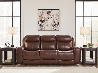 Evee Outdoor & More - Ashley Furniture - Next Move Living Room - PWR REC Sofa with ADJ Headrest / Mahogany - PCU1210215