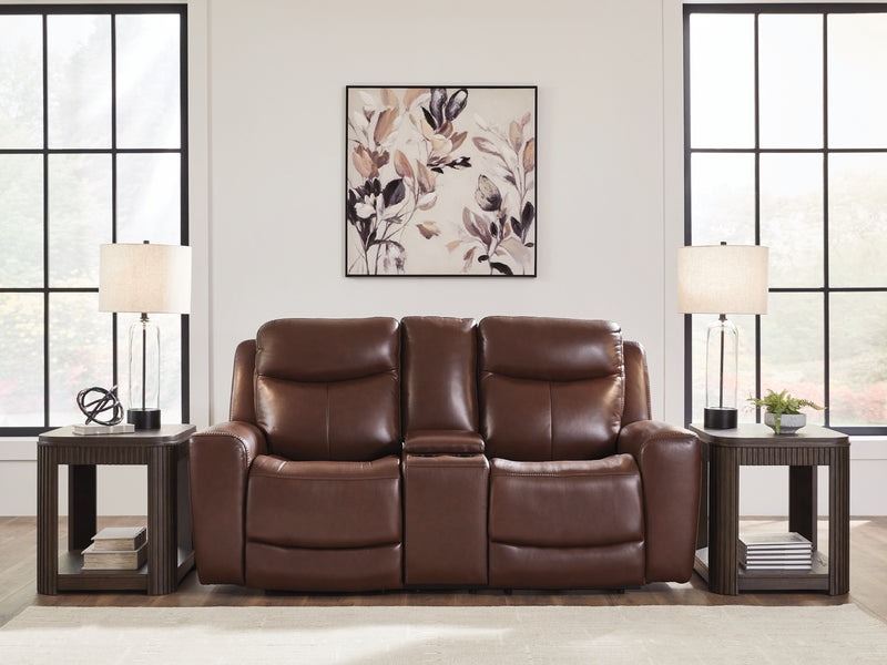 Evee Outdoor & More - Ashley Furniture - Next Move Living Room - PWR REC Loveseat/CON/ADJ HDRST / Mahogany - PCU1210218