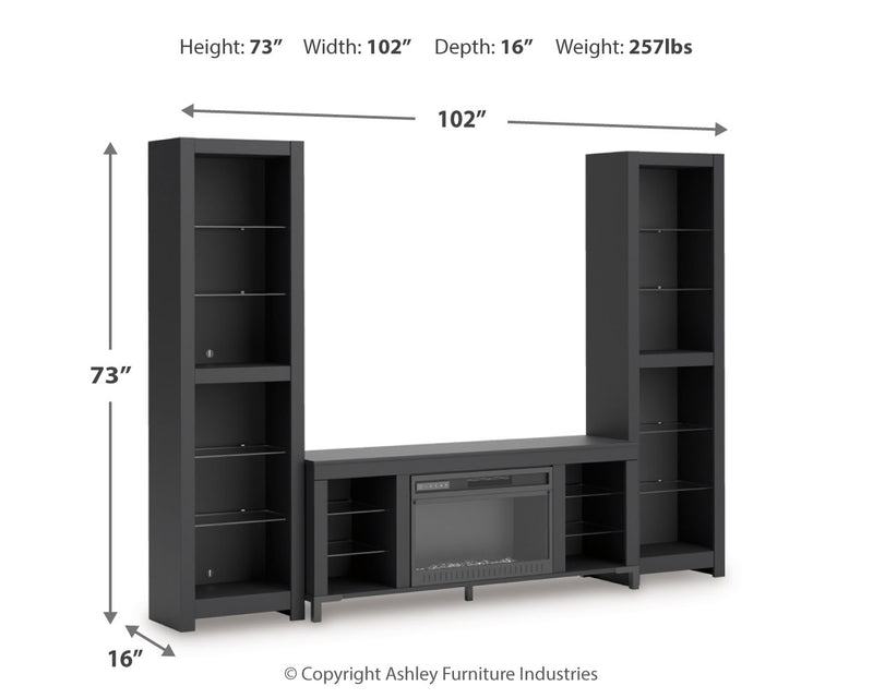 Cayberry 3-Piece Entertainment Center with Electric Fireplace
